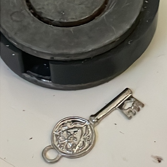 Retro 1990s St. Benedict 1.5” silver tone 3D key charm pendant with jump hoop - Picture 10 of 11